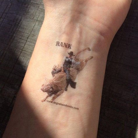 Bullriding Tattoos, Ripped Skin Tattoo, Estilo Cowgirl, Cowgirl Tattoos, Cowboy Tattoos, Good Tattoo Quotes, Country Tattoos, Nerd Tattoo, Bull Tattoos