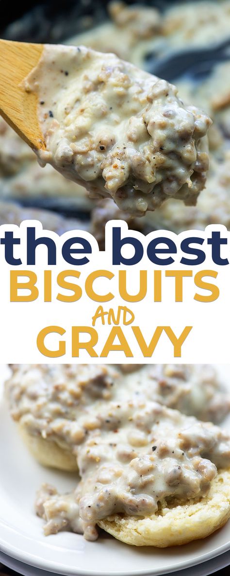 Crochet Biscuits, Easy Biscuits And Gravy, Biscuits And Gravy Recipe, Best Biscuits And Gravy, Homemade Sausage Gravy, Best Biscuits, Easy Gravy Recipe, Sausage Gravy And Biscuits, Sausage Gravy Recipe