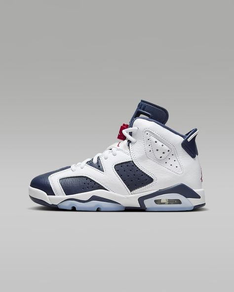 Air Jordan 6 Retro "White and Midnight Navy" Big Kids' Shoes. Nike.com Cute Jordans, Air Jordan Retro 6, Jordan Retro 6, Retro 6, Air Jordan 6 Retro, New Jordans Shoes, Jordan 6 Retro, Nike Jordan Retro, Air Jordan 6