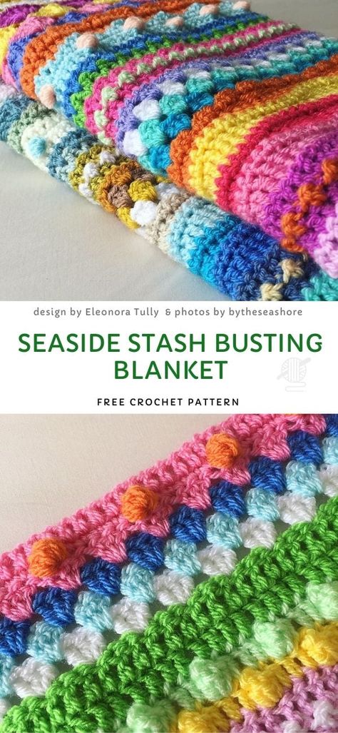 Seaside Stash Busting Blanket, Crochet Borders For Blankets, Colorful Blankets, Big Blankets, Motifs Afghans, Scrap Yarn Crochet, Skins Minecraft, Easy Knitting Projects, Confection Au Crochet