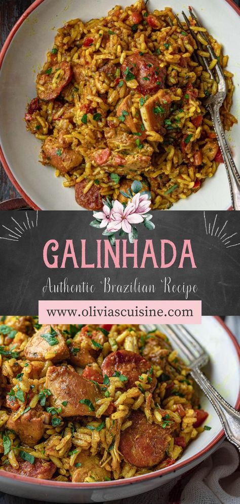 Brazilian Chicken, South American Recipes, Chicken And Rice, Brazilian Food, Chicken Dishes Recipes, Chicken Rice, Poultry Recipes, Chicken Dinner Recipes, One Pot Meals