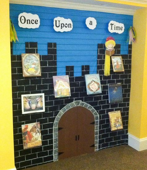 Book Themed Party, Library Bulletin Board, Castle Backdrop, Library Themes, Library Book Displays, Fairy Tale Theme, Library Bulletin Boards, Library Display, Math Anchor Charts