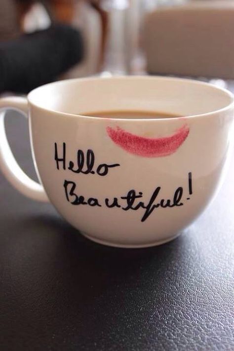 What I say to my coffee every morning:) Haha. Chocolate Caliente, Bohol, Pink Lady, Red Lipstick, Hello Beautiful, Coffee Love, Cute Mugs, Coffee Art, Coffee Addict