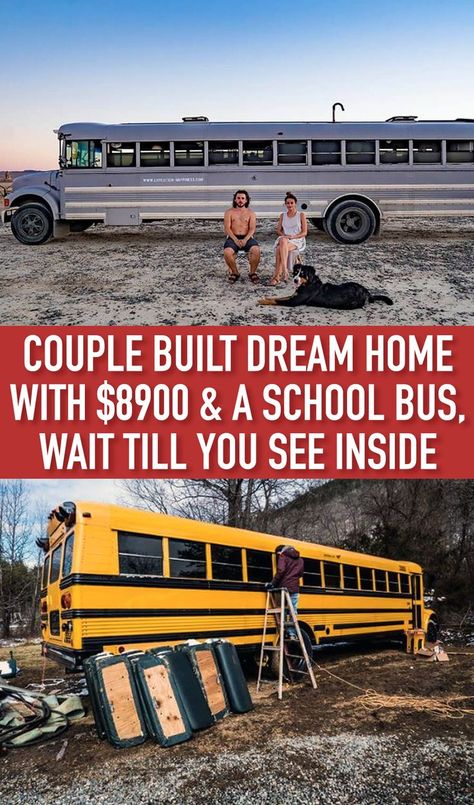 This Couple Turned a School Bus Into Their Dream Home on a Budget Caravan Wagon, Bus Remodel, School Bus Tiny House, Build Dream Home, School Bus Camper, School Bus House, Converted School Bus, Converted Bus, Survival Foods