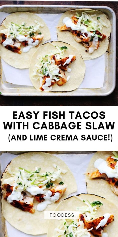 Fish Tacos With Cabbage Slaw, Vege Meals, Tacos With Cabbage Slaw, Best Fish Taco Recipe, Slaw For Fish Tacos, Fish Tacos With Cabbage, Fried Fish Tacos, Spicy Fish Tacos, Cozy Food