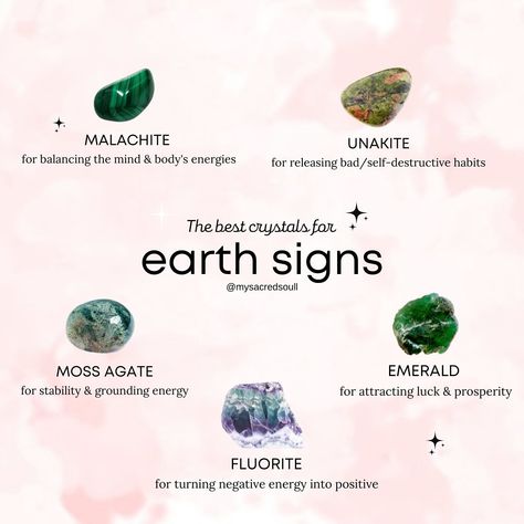 calling all taurus, virgo & capricorns ✨🌎 those born under a earth sign tend to be grounded, loyal and are able to accumulate wealth with their ideas here are a few crystals with earth elements work well for those with earth signs in their chart ✨ BUY 3 GET 1 FREE ON ALL TUMBLED STONES 🩷 www.mysacredsoul.co.uk #earthsigns #earthsign #earthsignbelike #earthsigncrystals #taurus #virgo #capricorn #crystalhealing #starsigns #crystalshop #crystalshopuk #crystalsforbeginners #crystalguide #vi... Virgo Crystals, Virgo Earth Sign, Virgo Element, Capricorn Element, Taurus Virgo, Crystal Guide, Water Signs, Body Energy, Earth Elements