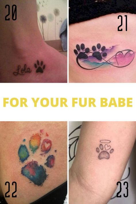 Honor your pet's loyalty and love with a pet-themed tattoo that symbolizes your bond. #LoyalCompanion #MemoryTattoo Wrist Dog Tattoos, Cat Paw Memorial Tattoo, Colorful Paw Print Tattoo, Dog Print Tattoo Ideas Memories, Dog Pawprint Tattoo With Flowers, Memorial Cat Tattoo Ideas, Cat Memorial Tattoo Ideas, Small Dog Memorial Tattoo, Akf Tattoo