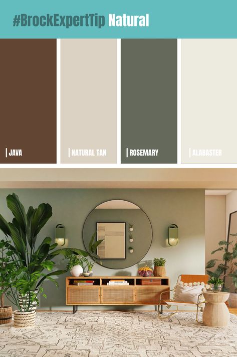 Natural Color Scheme Living Room, Nature Tone Living Room, Simple Living Room Color Schemes, Green Scheme Living Room, Modern Boho Green Living Room, Earthy Home Color Scheme, Living Room Color Palette 2023, Earthy Color Living Room Ideas, Living Room Composition