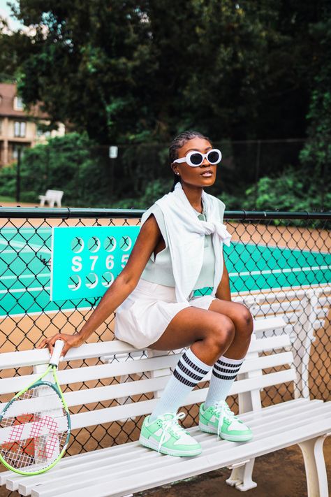 #photoshoot Tennis Photoshoot Ideas Black Women, Tennis Shoot Ideas, Tennis Photoshoot Ideas, Tennis Fashion Photography, Lash Shoot, Personal Rebrand, Tennis Fashion Editorial, Sports Shoot, Athletic Photoshoot