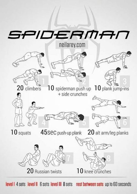 The ultimate workout compilation! (Part 1, 49 workouts) - Imgur Spiderman Workout, Nerdy Workout, Neila Rey, Total Ab Workout, Hero Workouts, Fighter Workout, Superhero Workout, Workout Without Gym, Body Workout Plan