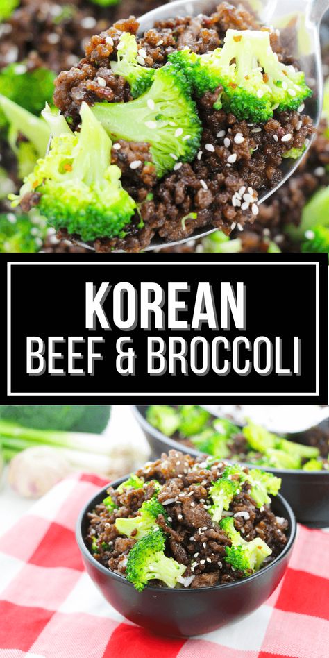 Korean Beef and Broccoli is a great recipe to make on busy weeknights as it takes a total time of 25 minutes start to finish. Korean Beef And Broccoli Bowl, Korean Bbq Broccoli, Korean Beef And Broccoli, Korean Ground Beef And Broccoli, Beef And Broccoli Sauce, Beef With Broccoli Recipe, Korean Beef Recipes, Ground Beef And Broccoli, Korean Ground Beef