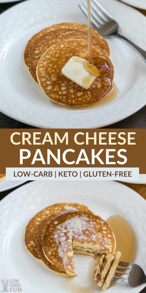 This easy cream cheese pancakes recipe is keto and low carb. And with less than a carb per serving, they are the perfect keto pancakes for a low carb breakfast! Cheese Pancakes Recipe, Low Carb Pancake, Keto Cream Cheese Pancakes, Low Carb Pancake Recipe, Best Keto Pancakes, Keto Cream Cheese, Cream Cheese Pancakes, Low Carb Pancakes, Keto Breakfast Ideas