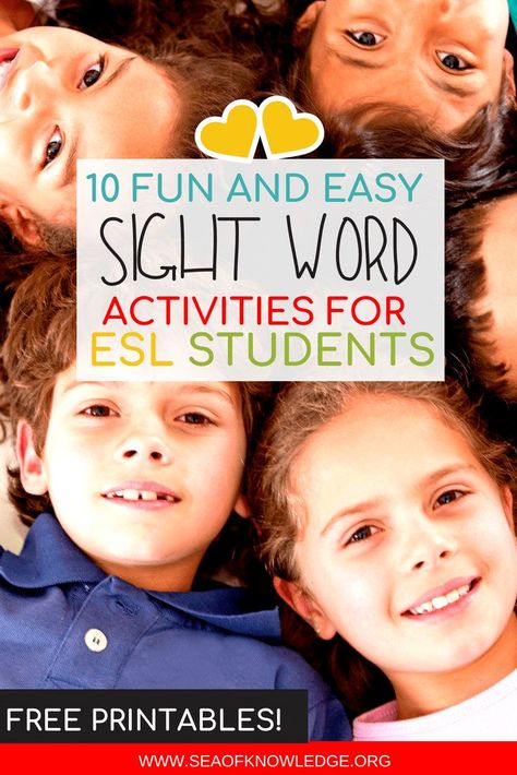 Teachers will LOVE these easy to prep activities to teach sight words for ESL students. Kids will build reading fluency with these highly engaging games! #ESL #teachers #kids #freeprintable Eld Strategies, Eld Activities, Esl Curriculum, Teaching Ell Students, Teaching Esl Students, Kids Sight Words, Esl Elementary, English Games For Kids, Teach Sight Words