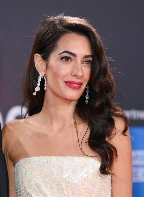 Earrings With Black Dress, Amal Clooney Makeup, Amal Clooney Wedding, Paloma Elsesser, Alison Lou, Streetwear Chic, Dazzling Earrings, Yellow Crop Top, Amal Clooney