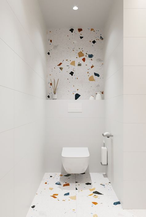 GL7 APARTMENT :: Behance Small Toilet Design, Bathroom Beige, Terrazzo Bathroom, Toilet And Bathroom Design, Toilet Room Decor, Small Toilet Room, Small Bathroom Interior, Toilet Sink, Guest Toilet