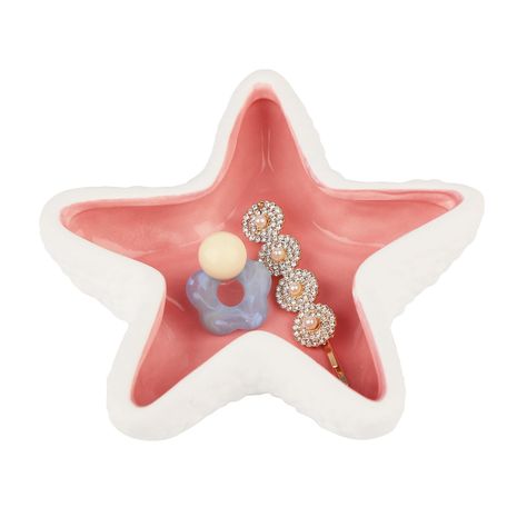 PRICES MAY VARY. Aesthetic beachy room décor – This stunning starfish jewelry dish is a unique artwork for beach room decor, combining elegance and beach aesthetic. This jewelry holder dish features a lifelike starfish shape, inspired by the beach room decor aesthetic. It's a Bright, sunny, cute a real nice piece to have in your environment when you start your day. Great Organizer – This ceramic pink starfish décor dish can be used as a cute jewelry holder or candy bowl to hold rings, earrings, Beachy Desk Decor, Aesthetic Jewelry Holder, Cute Jewelry Dish, Entryway Bowl, Jewelry Holder Dish, Bowl For Keys, Coastal Room Decor, Beachy Room Decor, Aesthetic Beachy