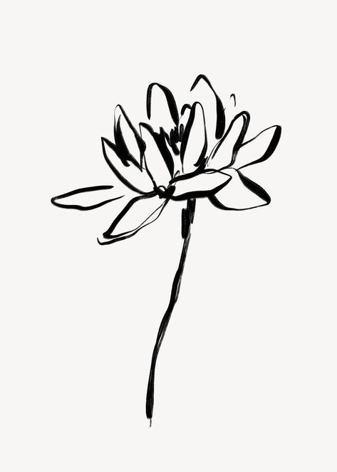 Brush Aesthetic, Abstract Flower Tattoos, Aesthetic Line Art, Floral Line Drawing, Lotus Drawing, Flower Graphics, Boutique Logo Design, Floral Logo Design, Flower Logo Design