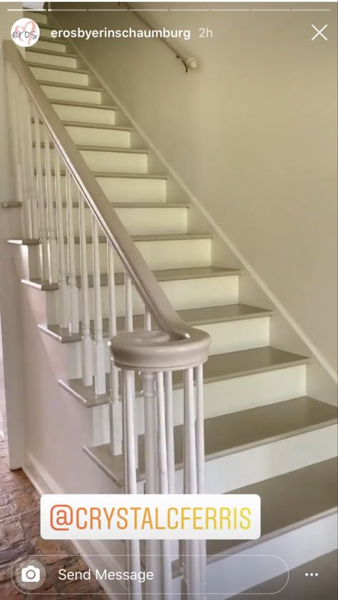 Grey Banister, Staircase Redo, Stair Banister, White Stairs, Stair Design, Hardwood Stairs, Staircase Ideas, Staircase Makeover, Stair Remodel