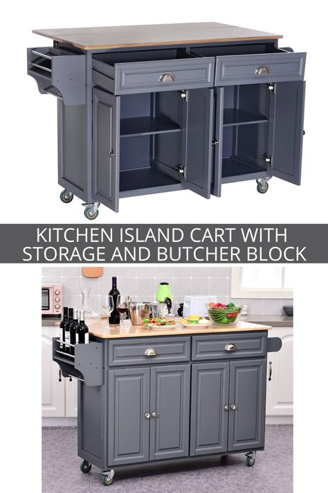 Small Kitchen Trolley Ideas, Butchers Block Island On Wheels, Trolley Design Ideas, Kitchen Trolley Design, Kitchen Island With Drawers, Trolley Design, Island On Wheels, Pantry Layout, Kitchen Carts