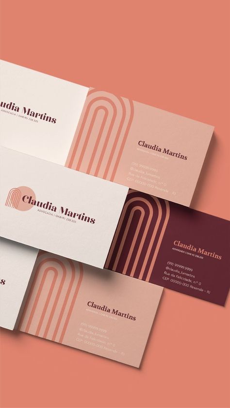 Business cards design for Claudia Martins law firm - a modern and welcoming brand logobranding #designbuild #logoexpert #logooftheday. Wine Color Palette, Dynamic Logo Design, Atelier Logo, Logo Design Elegant, Law Firm Logo Design, Dental Logo Design, Law Firm Logo, Business Cards Design, Pink Business Card