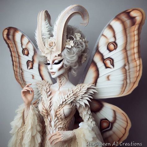 Womens Moth Costume, Mythical Creature Halloween Costume, White Butterfly Costume, Harpy Costume Halloween, Moth Halloween Costume Makeup, Moth Lady Art, Steampunk Fairy Costume, Moth Fairy Costume, Moth Costume Makeup