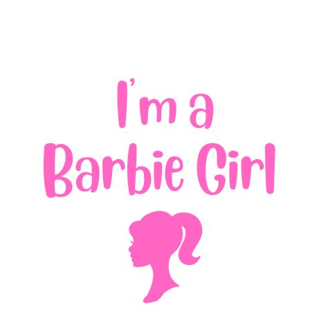 White T-shirt with bright pink text that says I'm a Barbie girl also with pink barbie head sillouette Barbie Shirt Ideas, Senior Barbie, Barbie Text, I'm A Barbie Girl, Barbie Party Decorations, The Barbie Movie, Barbie Quotes, Cute Couple Shirts, Im A Barbie Girl