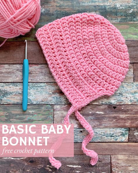 Baby Bonnet Pattern Free, Baby Bonnet Crochet Pattern, Baby Hat And Mittens, Crochet Baby Cap, Baby Bonnet Pattern, Crochet Baby Bonnet, Crochet 101, Bonnet Pattern, Bonnet Crochet