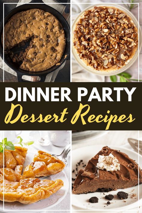 These dinner party desserts will make you the hostess with the mostess! From cakes to pies, to brownies and cupcakes, these recipes will leave your guests delighted. Dinner Dessert Ideas, Chocolate Chip Pizza, Easy Dinner Party Desserts, Christmas Dinner Desserts, Dinner Party Dessert, Ramen Dinner, Dinner Party Desserts, Baking Secrets, Impressive Recipes