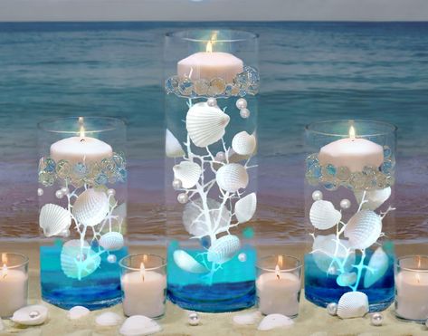 PRICES MAY VARY. Bring the beach to your event and transform ordinary vases into EXTRAordinary centerpieces with these eye-catching vase decorations for resort beach-theme weddings, anniversaries, bridal showers, baby showers, birthdays, Summer events, home/office, gifts, and more... Fills 1 gallon of 100 Floating Natural White Seashells 2"(5cm) - 1"(2cm), 37pc, tall realistic White Coral Reefs 3pc, Shiny White Pearls 40pc 0.75"(2cm) & Vivid Aqua Sea Color Effect Translucent Gels 30pc , and Tran Warm White Fairy Lights, Sea Colour, Light Images, Candle Vase, Vase Fillers, White Coral, Fairy String Lights, Summer Events, Color Effect