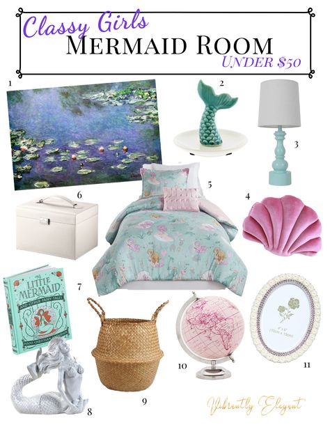 Mermaid Bedroom Ideas For Women, Sophisticated Mermaid Bedroom, Mermaid Bedroom Ideas For Girls Kids, Teen Mermaid Room, Mermaid Bedroom Aesthetic, Mermaid Toddler Room, Mermaid Room Aesthetic, Bedroom Ideas For Girls Kids, Girls Mermaid Bedroom