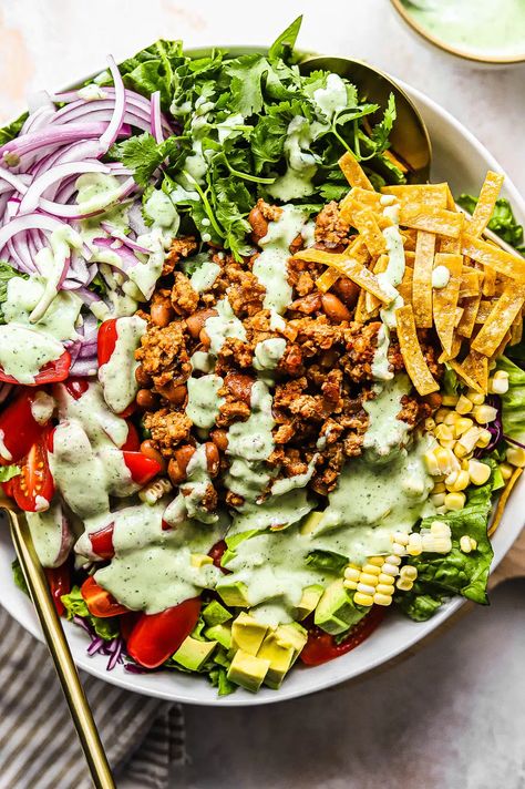 Turkey Taco Salad Recipe | So Much Food Turkey Taco Salad Recipe, Ground Turkey Taco Salad, Turkey Salad Recipe, Turkey Taco Salad, Taco Salad Recipe, Healthy Tacos Salad, Ground Turkey Tacos, Turkey Taco, Turkey Salad