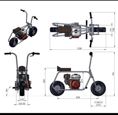 Diy Mini Bike, Minibike Diy, Mini Bike Diy, Go Kart Designs, Go Kart Kits, Custom Mini Bike, Mini Motorbike, Bicycle Diy, Electric Bike Kits