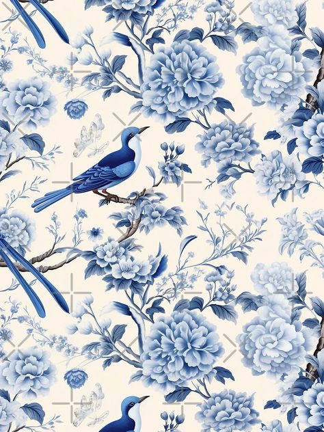 "Chinoiserie Pattern" Scarf for Sale by SideSignal | Redbubble Chinoiserie Patterns, Chinoiserie Pattern, Blue Chinoiserie, Pattern Scarf, Branding Mood Board, Patterned Scarves, Cookie Designs, Gouache Painting, Floral Motifs