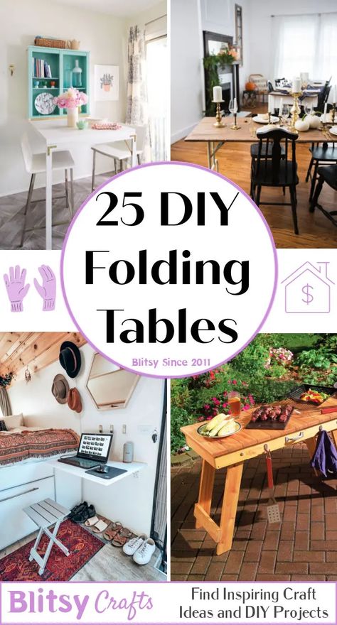 25 Cheap and Useful DIY Folding Table Plans To Save More Space Diy Folding Wall Table, Folding Table Plans, Diy Folding Table, Folding Table Diy, Diy Furniture Paint, Laundry Folding Tables, Fold Up Table, Wood Folding Table, Diy Space Saving