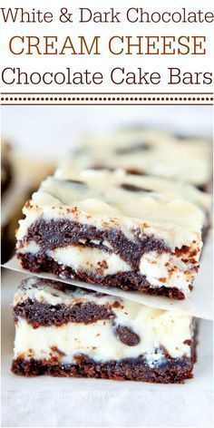 White and Dark Chocolate Cream Cheese Chocolate Cake Bars - Chocolate cake with chocolate chips, white chocolate chips, and filled with cream cheese! Fast, easy, and foolproof! Chocolate Cake With Chocolate Chips, Chocolate Cake Bars, Cake With Chocolate Chips, Bars Chocolate, Nutella Brownies, Dessert Bar Recipe, Chocolate Cream Cheese, Oreo Dessert, Cake Bars