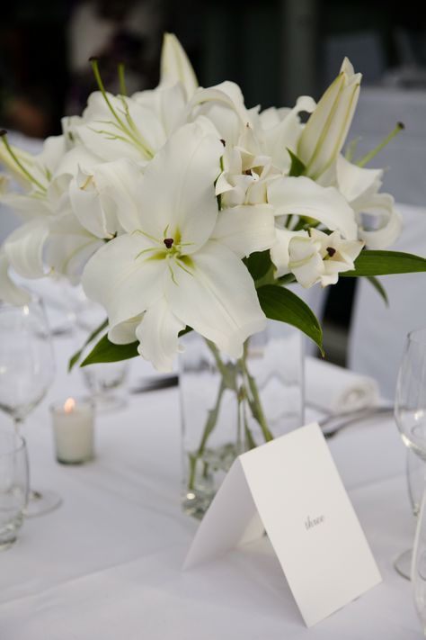 Lilies Wedding Decor, Lily Flowers Wedding Decor, White Lily Wedding Centerpieces, Wedding Centerpieces Diy Rectangle Table, Lilly Wedding Decor, Lilly Wedding Decorations, Lilies Wedding Decorations, Lily Centerpiece Wedding, Lillies Centerpieces