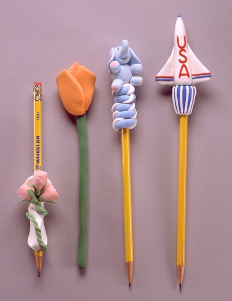 Pencil toppers made with crayola model magic Model Magic Ideas, Holiday Arts And Crafts, Crayola Crafts, Crayola Model Magic, Pencil Topper Crafts, Magic Pencil, Magic Ideas, Foam Clay, Middle School Art Projects