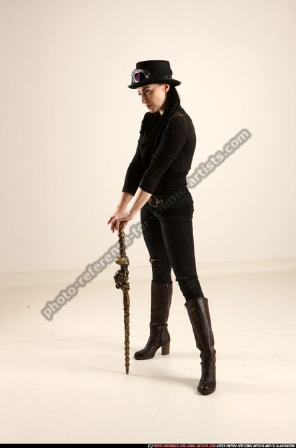 CLAUDIA STEAMPUNK CANE LEAN ON B Hands On Cane Reference, Walking Cane Pose Reference, Man With Cane Pose Reference, Leaning On Something Pose, Leaning On Cane Pose, Person With Cane Reference, Cane Reference Pose, Poses With Cane, Pose Reference Walking