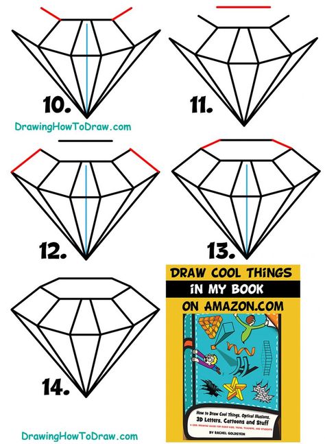 How to Draw a Diamond Easy Step by Step Drawing Tutorial for Kids & Beginners - How to Draw Step by Step Drawing Tutorials Sketch Tutorial Step By Step, Draw A Diamond, Steps Drawing, Jewel Drawing, Easy Step By Step Drawing, Draw Step By Step, Drawing Lessons For Kids, How To Draw Steps, Drawing Tutorials For Beginners