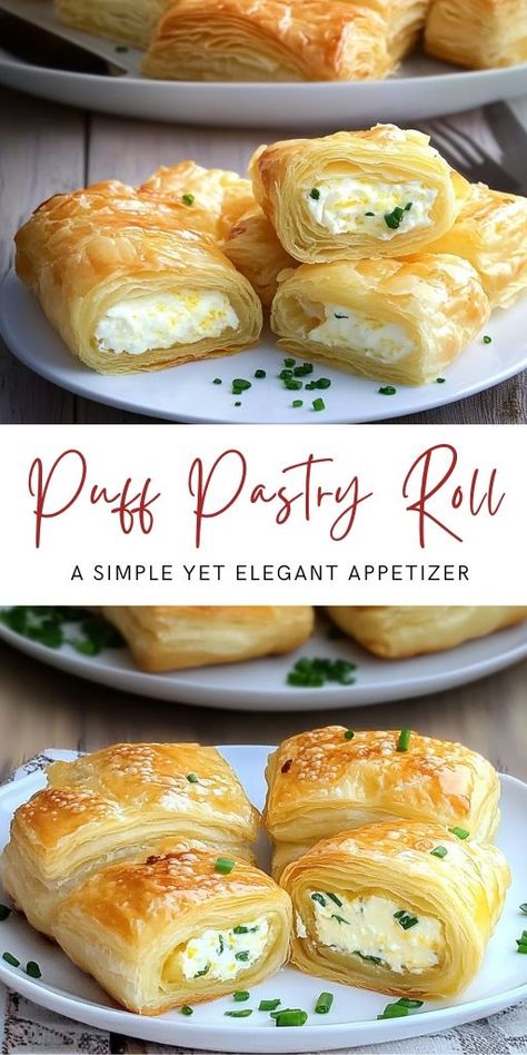 Puff Pastry Rolls with Cream Cheese Recipe Ingredients: For the Puff Pastry Rolls: 600g (21.16 oz) puff pastry 300g (10.6 oz) cream cheese 2 cloves garlic, minced 200g (7 oz) feta cheese, crumbled 100g (3.5 oz) pressed cheese, grated Puff Pastry Rolls, Cream Cheese Puffs, Pastry Rolls, Easy Puff Pastry Recipe, Cream Cheese Puff Pastry, Cream Cheese Recipe, Cheese Puff Pastry, Easy Puff Pastry, Quick Treats