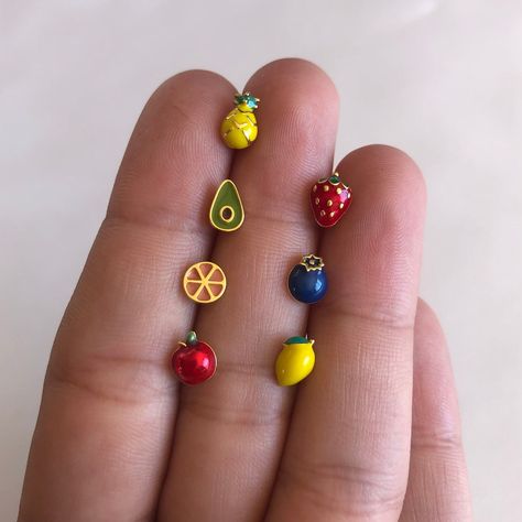 Etsy Stud Earrings, Fun Earrings Studs, Funky Stud Earrings, Cute Earrings Studs, Dawn Jewelry, Cute Stud Earrings, Pineapple Earrings, Fruit Jewelry, Fruit Earrings