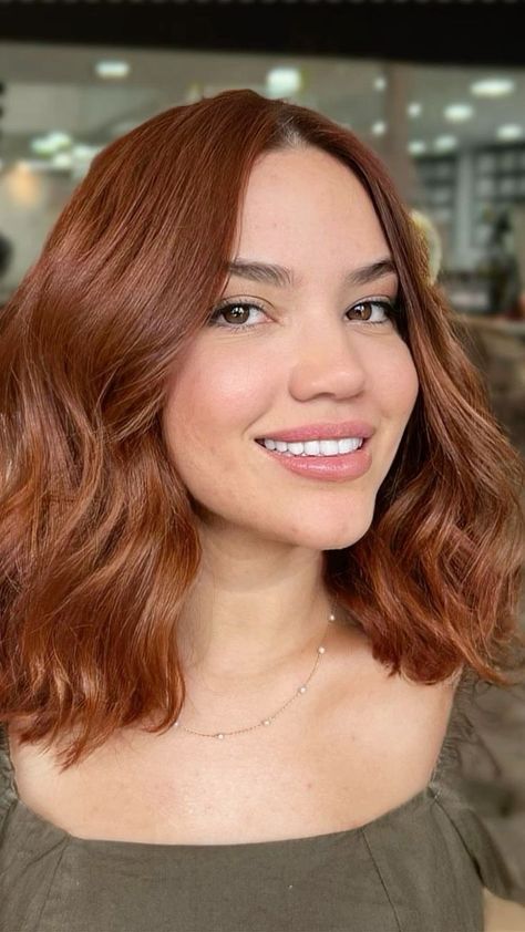 26 SHORT CURLY RED HAIR IDEAS - julsweek Copper Hair Long Bob, Brown Copper Short Hair, Short Brown Red Hair, Short Dark Copper Hair, Copper Long Bob, Copper Balayage Bob, Short Curly Red Hair, Copper Bob Hair, Short Auburn Hair