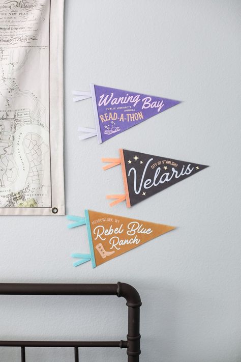 Make Your Own Bookish Pennant Flags — Entertain the Idea Diy Pennant Flags, Diy Pennant, Ruler Crafts, Read A Thon, Spring Easter Basket, Glass Greenhouse, Mini Frame, Pennant Flags, Computer Paper