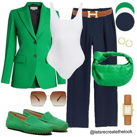 Green Blazer-18 Outfit Ideas 💚 Do you have a green blazer in your closet? Save this post for style inspiration! Look in your closet and see how many looks you can recreate yourself! As always, stay tuned as I recreate all of these looks myself. 💚 Happy Sunday fashion friends!🥰 #letsrecreatethelook #outfitideas #styleinspo #styleinspiration #outfitinspiration #howtostyle #greenblazer #everydaystyle #classicstyle #agelessstyle #momstyle #teacherstyle #midlifestyle #shopyourcloset Green Blazer Outfits For Women, Taurus Style, Recreate Yourself, Sunday Fashion, Casual Work Outfits Women, Moda Instagram, Green Blazer, Fashion Friends, Classy Casual Outfits