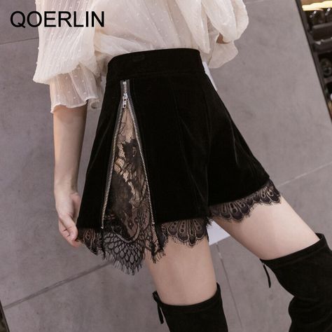 Brand Name: QoerliNMaterial: COTTONDecoration: LaceOrigin: CN(Origin)Waist Type: HIGHPant Style: RegularGender: WOMENFit Type: LOOSEAge: Ages 18-35 Years OldStyle: CasualModel Number: Q-2324Item Type: ShortsClosure Type: Zipper FlyMaterial Composition: cottonPattern Type: SolidColor: blackSize: S-XLFashion High Waist Shorts: Shorts for 4 SeasonElegant Short Shorts: Plus Size Fashion Women ClothingWomen Clothing: High Waist ShortsHot Shorts: Shorts Pants Short Plus Size Fashion, Shorts Korean, Shorts Plus Size, Velvet Shorts, Zipper Shorts, Elegantes Outfit, Affordable Clothes, Chic Dress, Modest Fashion