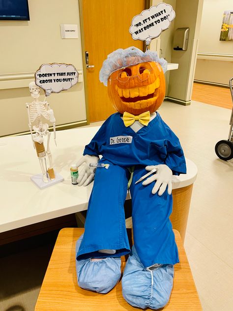 Pumpkin Carving Nurse Ideas, Pumpkin Decorating Ideas For Doctors Office, Healthcare Pumpkin Carving, Dental Pumpkin Carving Ideas, Healthcare Halloween Decorations, Dermatology Pumpkin Decorating, Radiology Pumpkin Ideas, Pumpkin Decorating Medical Theme, Veterinary Pumpkin Decorating