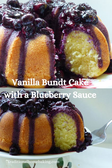 Vanilla Bundt Cake, Grapefruit Cake, Blueberry Sauce Recipe, Bundt Recipes, Vanilla Sponge Cake, Blueberry Sauce, Vanilla Sponge, Gingerbread Recipe, Bundt Cakes Recipes