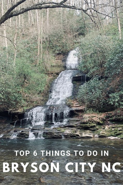 Ahhh, Bryson City NC. This is one of my favorite places in the world (and my hometown). Bryson City is a small town filled with the sound of train whistles and surrounded by mountains. In the summer, outdoor adventurers flock to the area to go hiking, white water rafting, river tubing, and kayaking. In the winter, families visit to ride the magical Polar Express. There is something for everyone to do in this small town of 1400 people! Keep reading to learn the top 6 things to do in Bryson City! What To Do In Bryson City Nc, Things To Do In Bryson City Nc, Nc Mountain Vacation, Bryson City North Carolina Things To Do, Bryson City North Carolina, Train Whistles, Smokey Mountains Vacation, River Tubing, Bryson City Nc