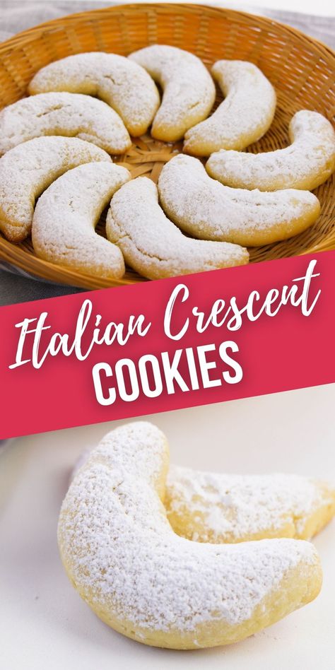 Italian Almond Crescent Cookies, Italian Crescent Cookies, Italian Wine Cookies, Italian Almond Cookies Recipes, Crescent Cookies Recipes, Almond Pizzelle Recipe, Almond Crescent Cookies Recipes, Almond Cookies Recipes, Sicilian Cookies