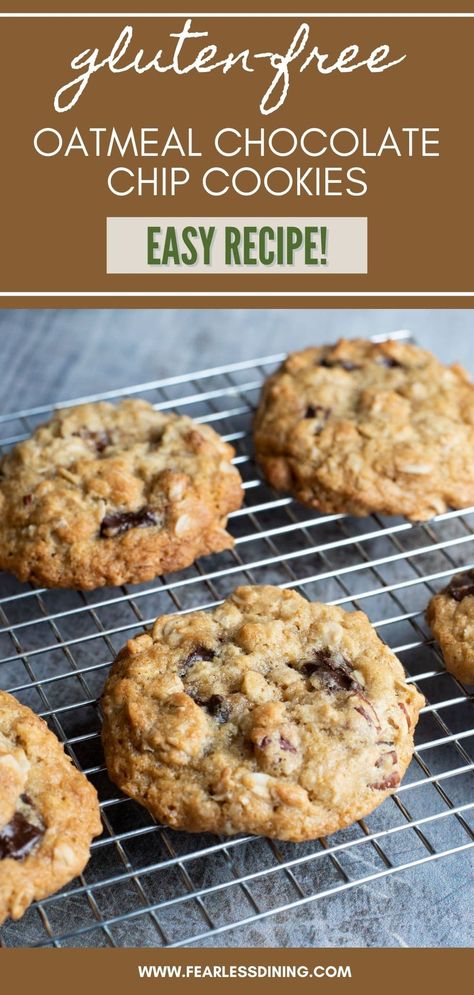 Gluten Free Oatmeal Chocolate Chip, Gluten Free Oatmeal Chocolate Chip Cookies, Recipe Chocolate Chip Cookies, Chocolate Chip Cookies Easy, Gluten Free Oatmeal Cookies, Oatmeal Chocolate Chip Cookie Recipe, Gf Cookies, I Lost 100 Pounds, Gluten Free Cookie Recipes